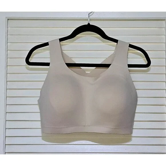 Lululemon Women's Beige Cross-Back Sports Bra With Zip Closure Size 36DD 2593 - Picture 10 of 13